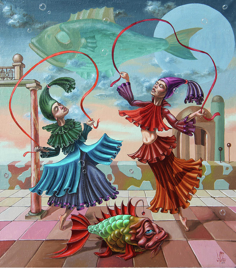 Skipping ropes Painting by Victor Molev