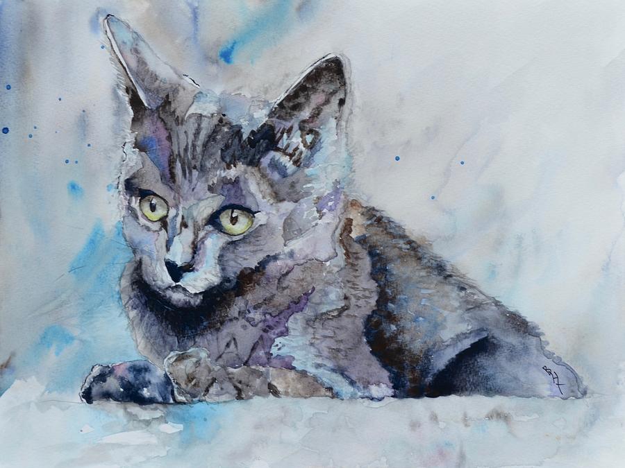 Cat Painting - Skitty by Beverley Harper Tinsley