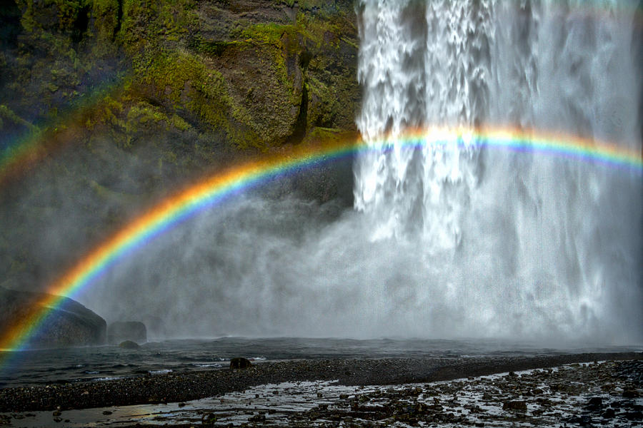 Skogafoss Waterfall And Rainbow #2 - Iceland Photograph by Stuart Litoff