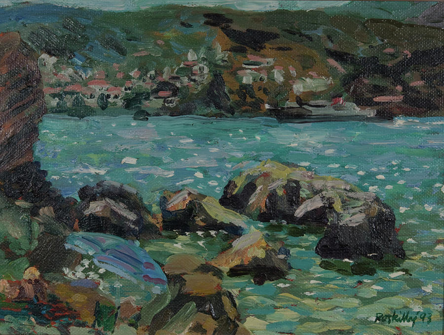 Skopelos harbour Painting by Peregrine Roskilly