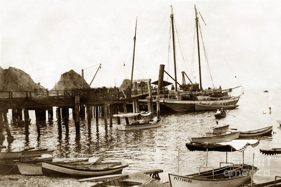 Boat Photograph - skow Brothers Glass Bottom Boat s Avalon Bay circa 1903 by Monterey County Historical Society