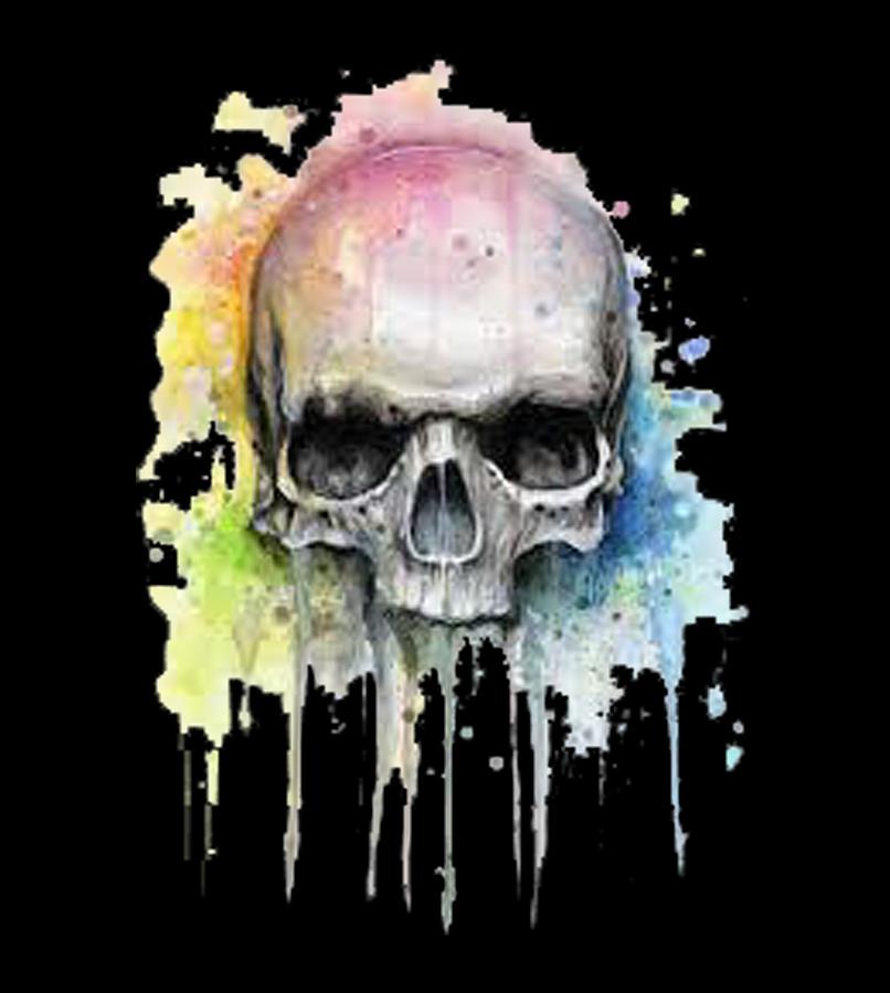 Skull 4 T-shirt Painting by Herb Strobino