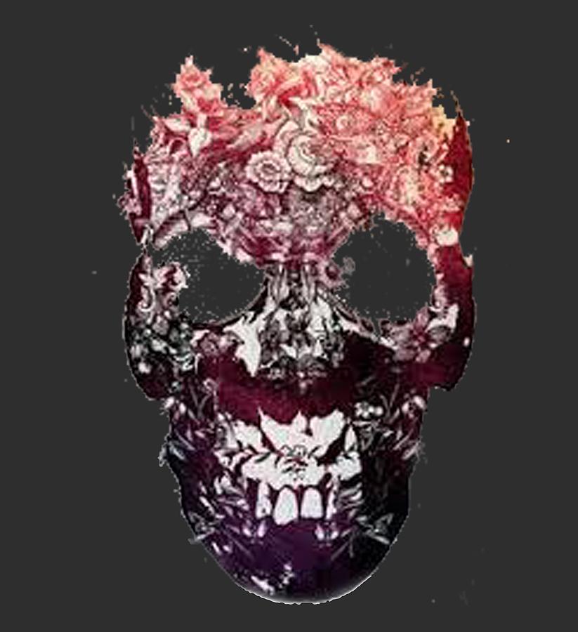 Skull 5 T-shirt Painting by Herb Strobino