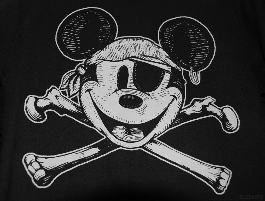 Black And White Photograph - Skull And Bones Mickey  by Rob Hans