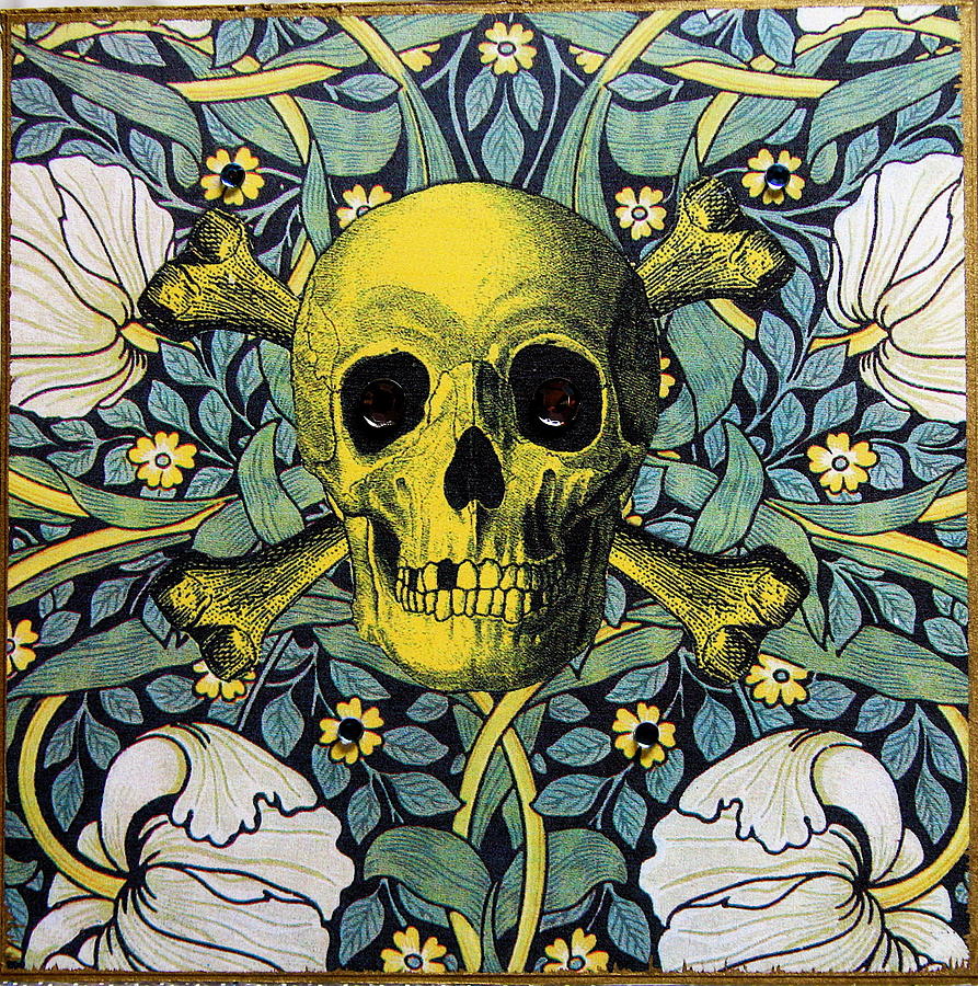 Flower Mixed Media - Skull And Cross4 by Kendal Q