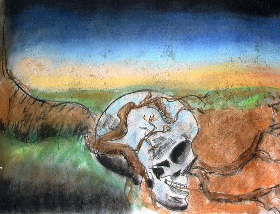 Grateful Dead Pastel - Skull And Tree  Root by Thomas Armstrong