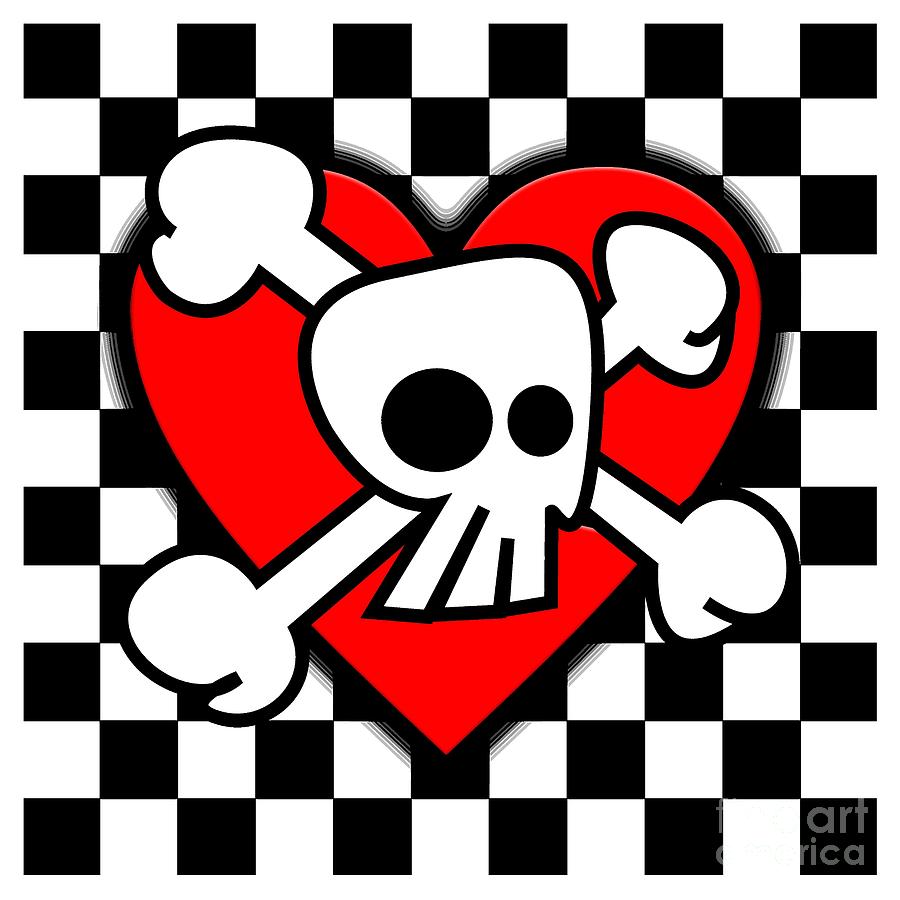 Skull Checker Heart Digital Art by Roseanne Jones