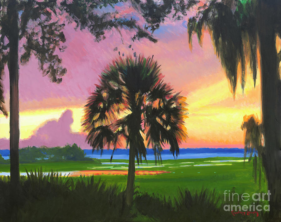 Skull Creek Sunset Painting by Candace Lovely