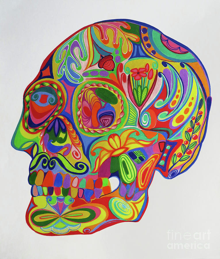 Fantasy Drawing - Skull by David Roper