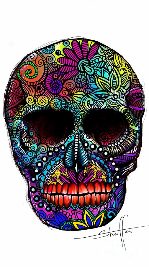 Skull Doodle Digital Art