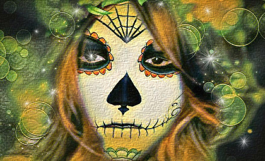Skull Face Lady Digital Art by Artful Oasis