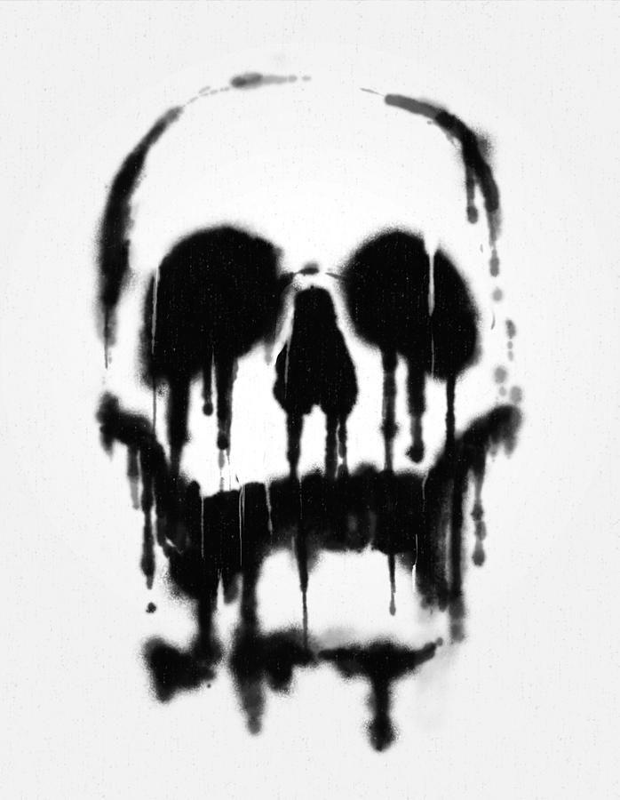 Black And White Digital Art - Skull by Nicebleed  