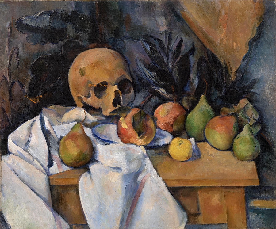 Skull Painting - Still Life with Skull by Paul Cezanne