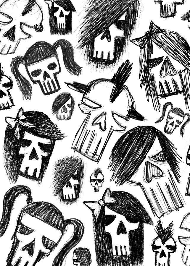 Skull Sketch Collage Digital Art by Roseanne Jones