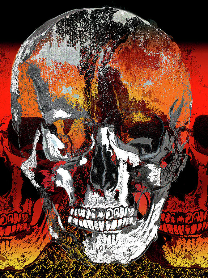 Skull Times Three Larger Size Digital Art by Lisa Stanley