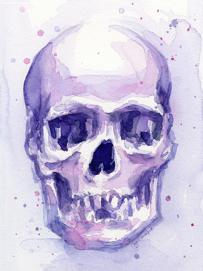 Skull Painting - Purple Skull by Olga Shvartsur