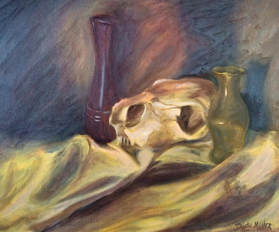 Skull with Vases Painting by Dustin Miller