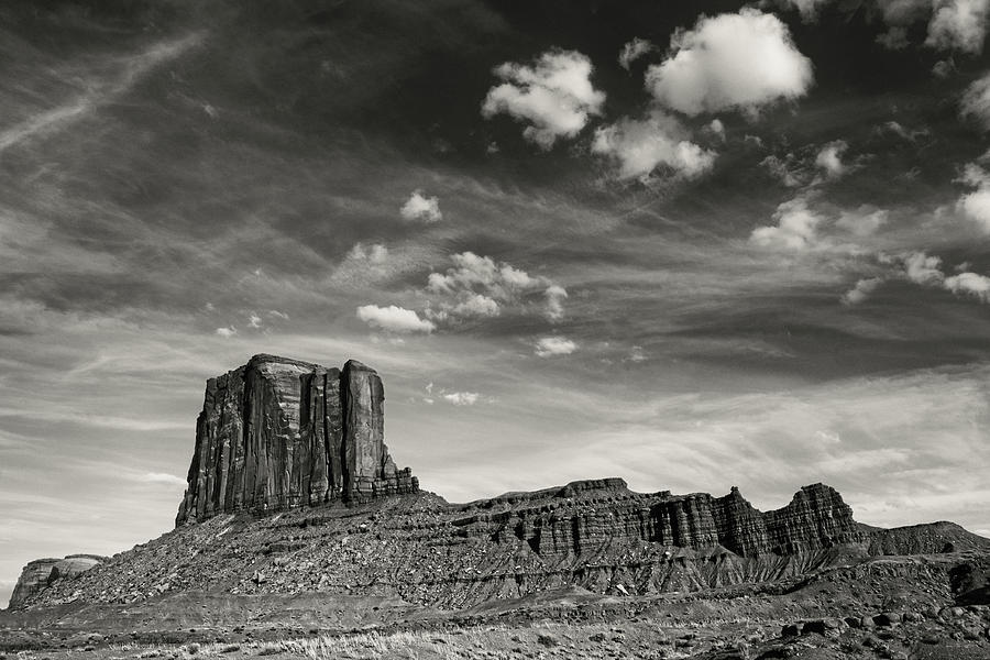 Sky and Butte Monument Valley bw DK Sepia  Photograph by Jerry Fornarotto