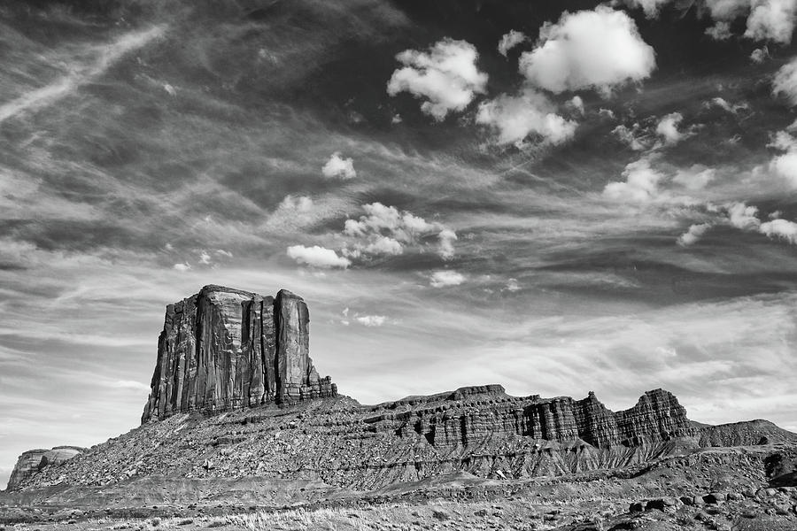 Sky and Butte Monument Valley Bw Photograph by Jerry Fornarotto