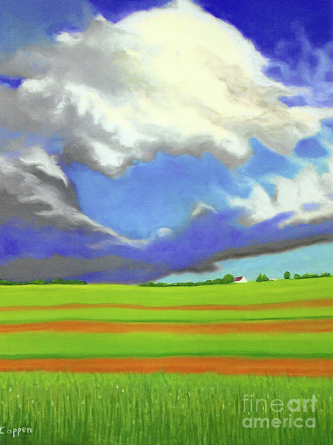 Sky and Clouds and Patterned Fields Painting by Robert Coppen