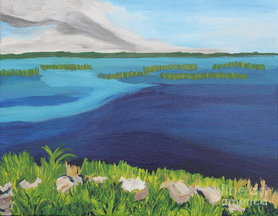 Serene Blue Lake Painting by Annette M Stevenson