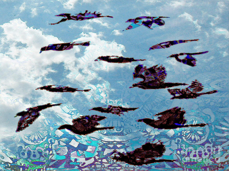 Sky Birds Pattern Digital Art