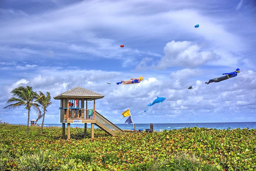 Sky Divers Delray Beach Kites Photograph by Lawrence S Richardson Jr