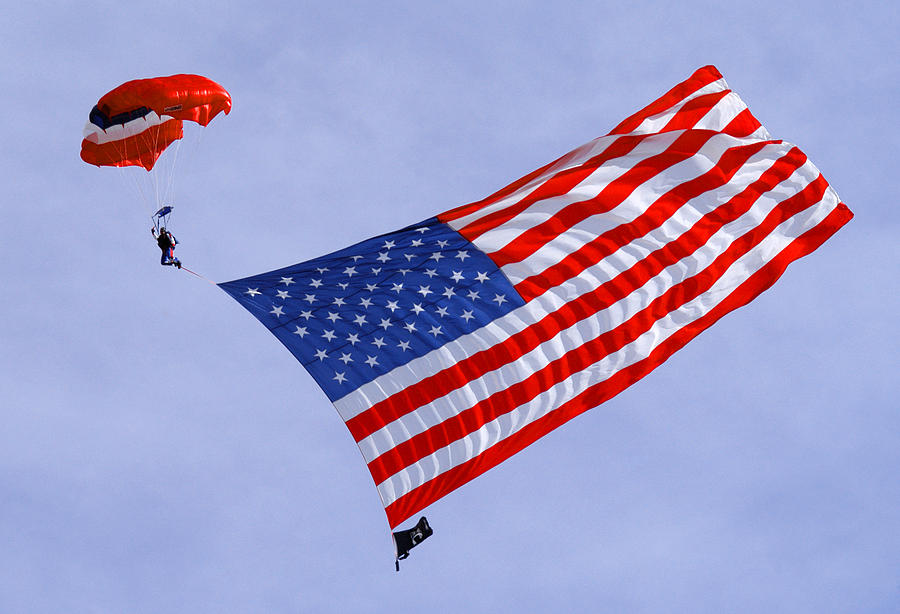 Sky Diving with the American Flag Photograph by Shelley Dennis - Fine ...