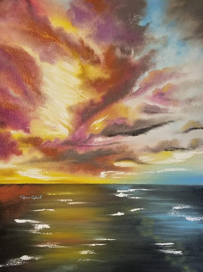 Sunset Painting - Sky Fire by Roxane Gabriel