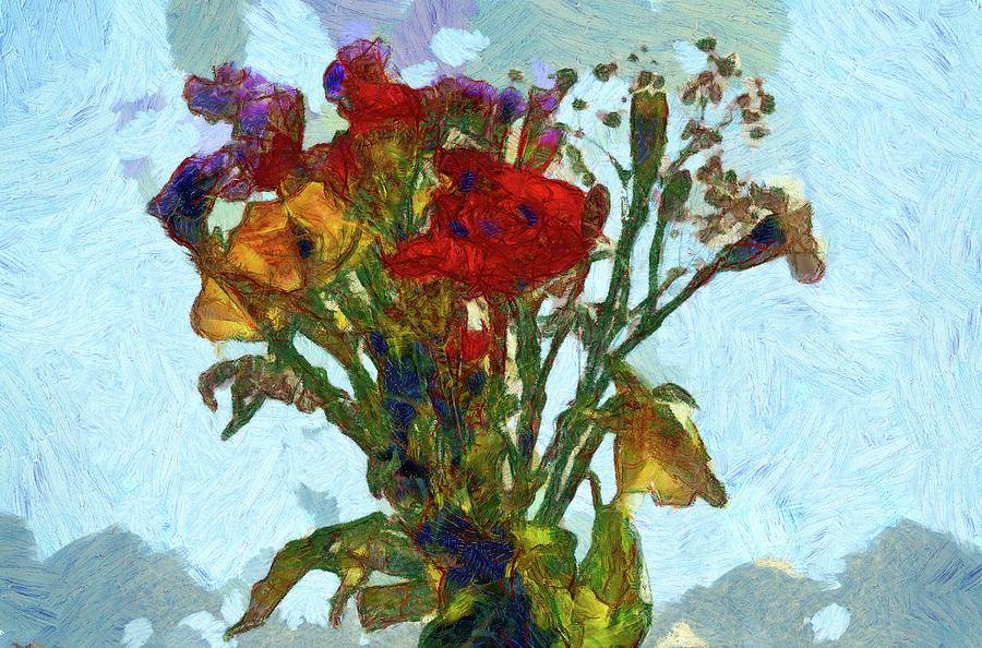 Sky Flowers 1 in paint Painting by Gavin Bates