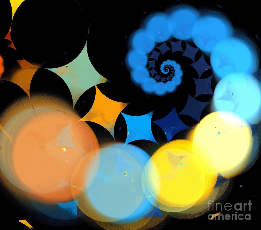 Abstract Digital Art - Sky Gold Spiral by Kim Sy Ok