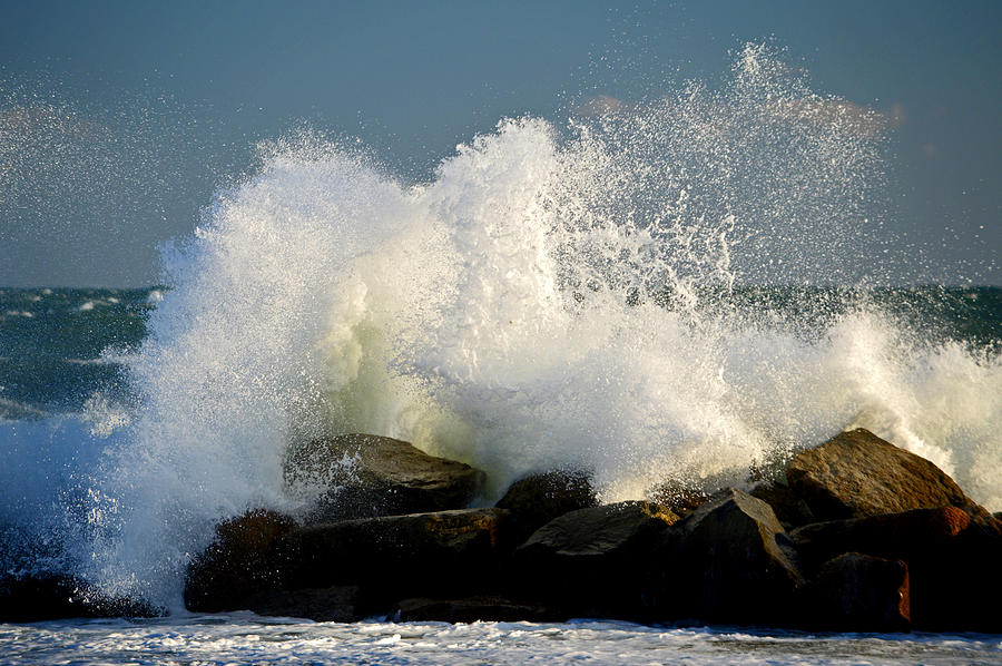 Sky High Splash - Cape Cod Bay Photograph by Dianne Cowen Cape Cod Photography