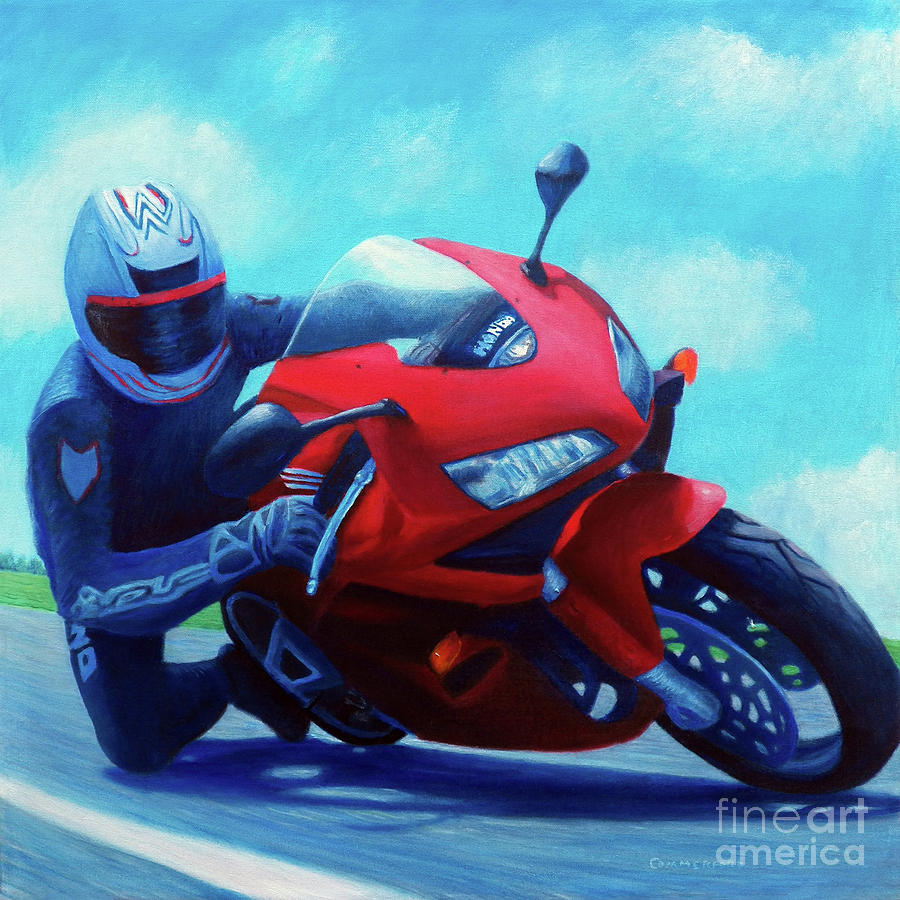 Motorcycle Painting - Sky Pilot - Honda CBR600 by Brian  Commerford
