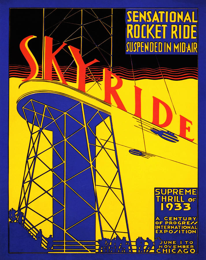 Sky Ride Poster - Chicago Worlds Fair 1933 Photograph by Bill Cannon