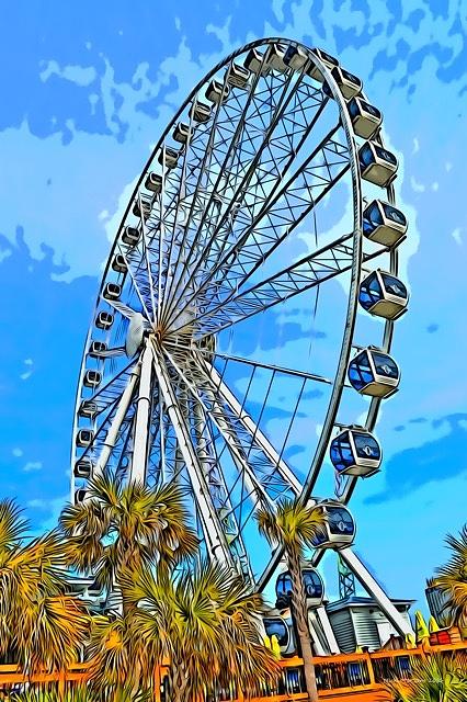 Sky Wheel Photograph - Sky Wheel-Colorized by Nicholas Mariano