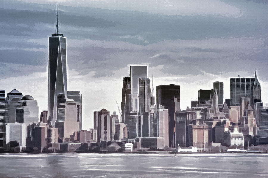 Skyline Manhattan Gray Painting by Lutz Baar
