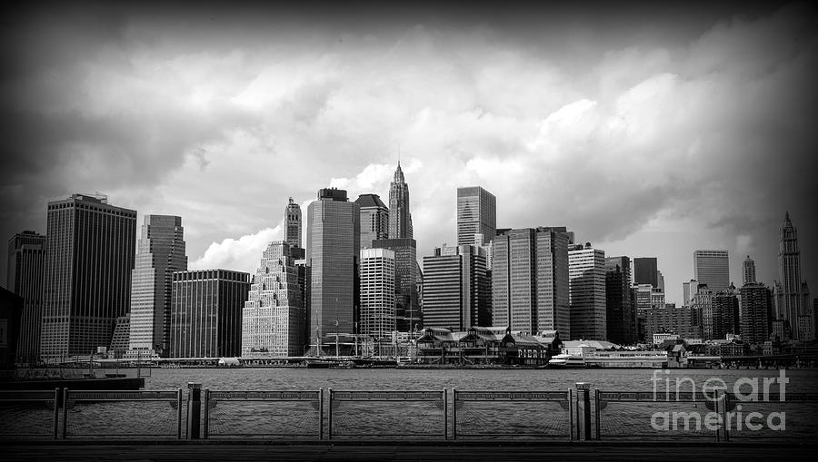 Skyline Manhattan NYC Black White Pano  Photograph by Chuck Kuhn