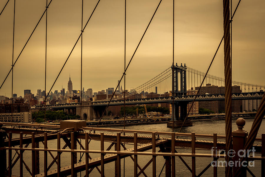 Skyline NY from Brooklyn Bridge Photograph by Franz Zarda