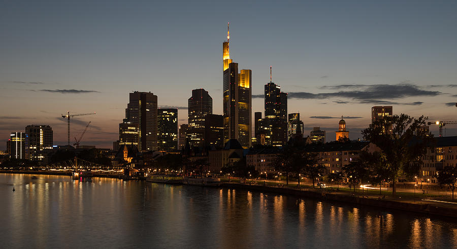 Skyline of Frankfurt city in twilight Photograph by Michalakis Ppalis