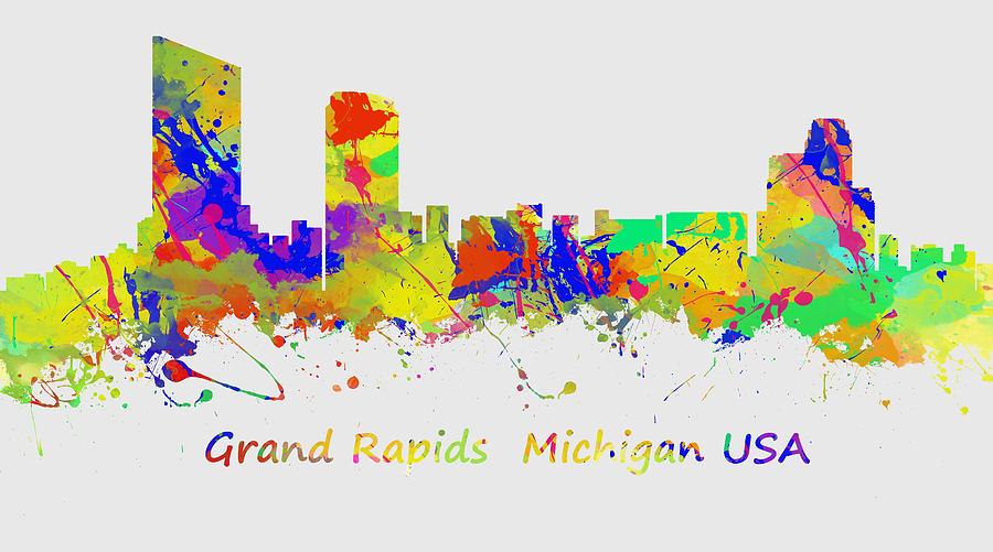 Skyline of Grand Rapids  Michigan USA Painting by Chris Smith