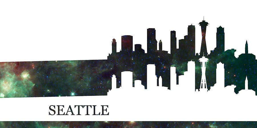Seattle Digital Art - Skyline Seattle 4 by Alberto  RuiZ