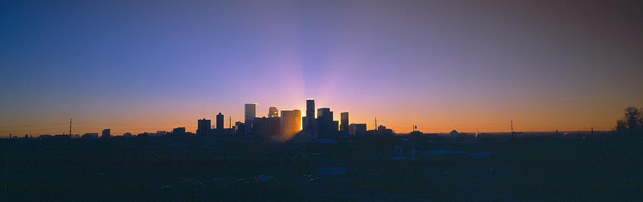 Architecture Photograph - Skyline, Sunrise, Denver, Co by Panoramic Images