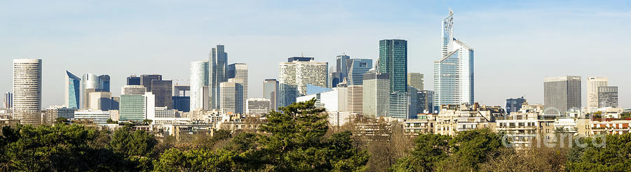Skyline with Skyscrapers of La Defense business, financial, district of the Paris, France. Photograph by Perry Van Munster