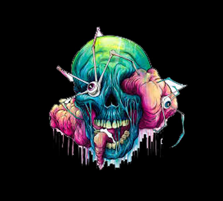 Skull 14 T-shirt Painting by Herb Strobino