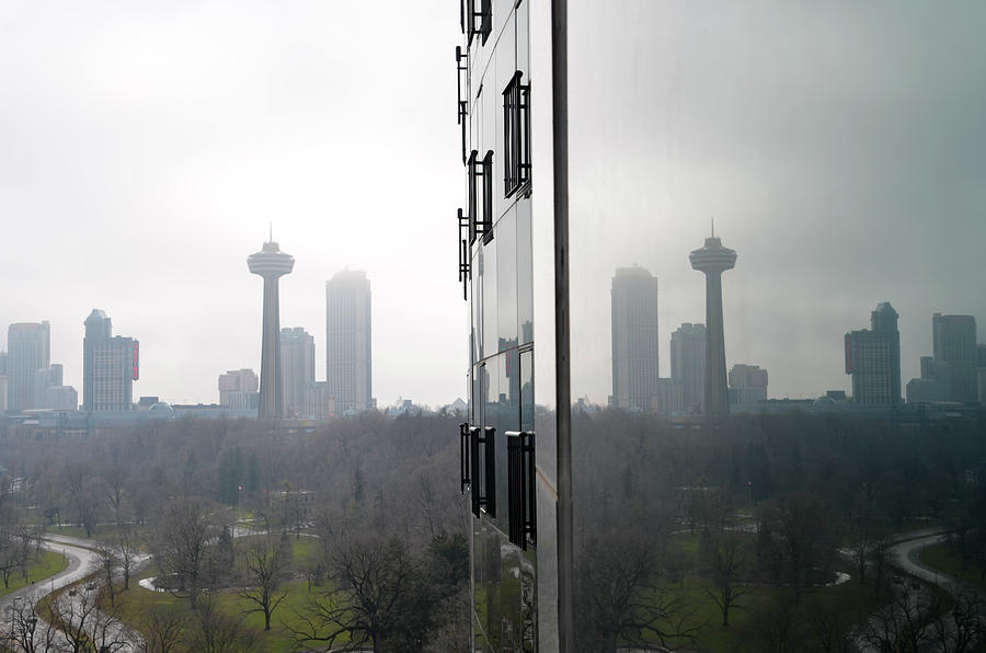 Skylon Tower Reflections - Niagara Falls Canada Photograph by Bill Cannon