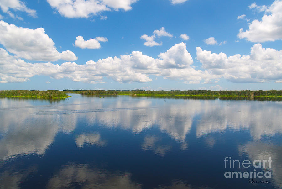 Skyscape Reflections Blue Cypress Marsh Conservation Area Florida C2 Photograph by Ricardos Creations