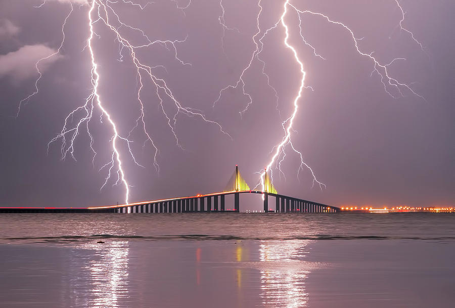 Skyway Lightning hit Photograph by Justin Battles