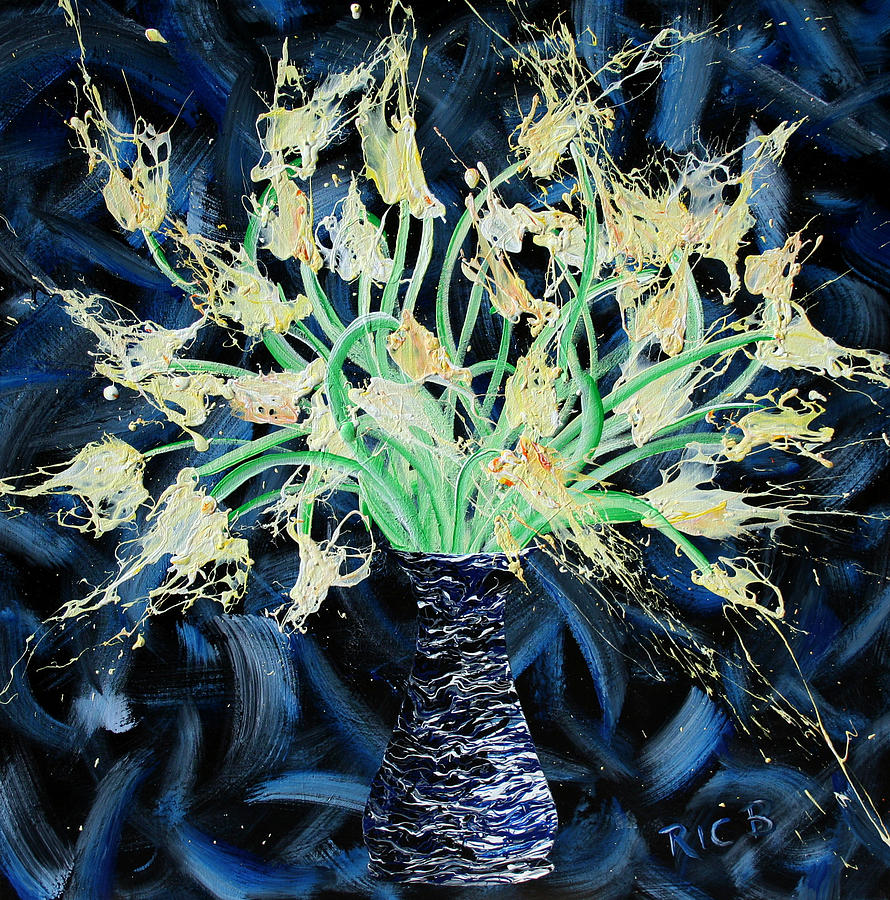 Slapdragons in Black and Blue Vase Painting by Ric Bascobert