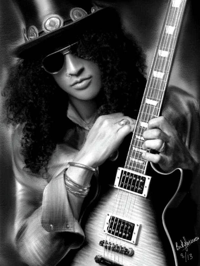 Slash Drawing - Slash from Guns N Roses by Becky Herrera