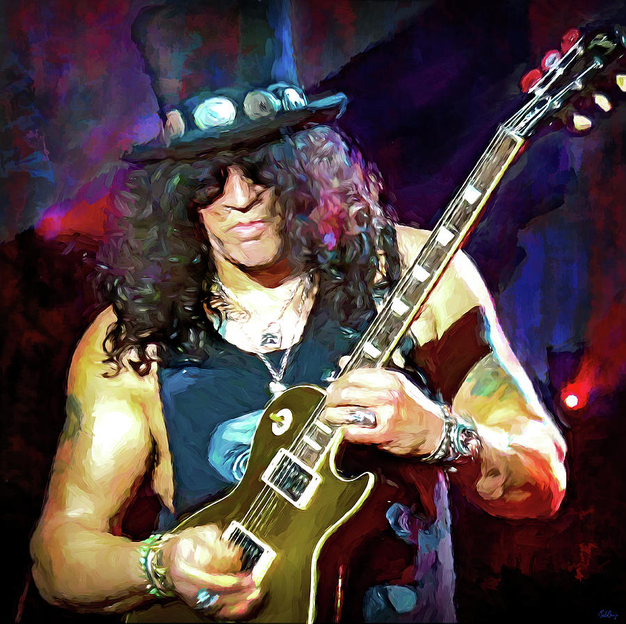 Slash, Guitarist, Guns N' Roses Mixed Media by Mal Bray